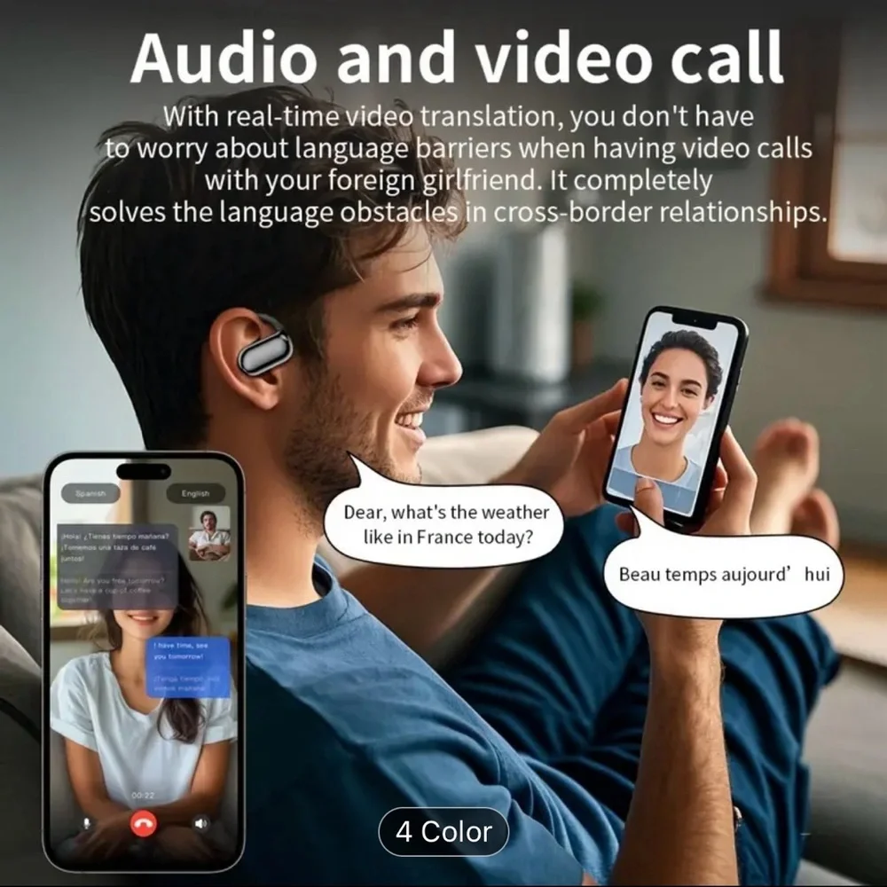 Translation Earbuds - Wireless Open-Ear 5.4 Sport Headset,blue or khaki or black